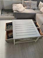 Aparte brocante salontafel, grijs / wit met 4 lades, Huis en Inrichting, Tafels | Salontafels, Zo goed als nieuw, Minder dan 50 cm