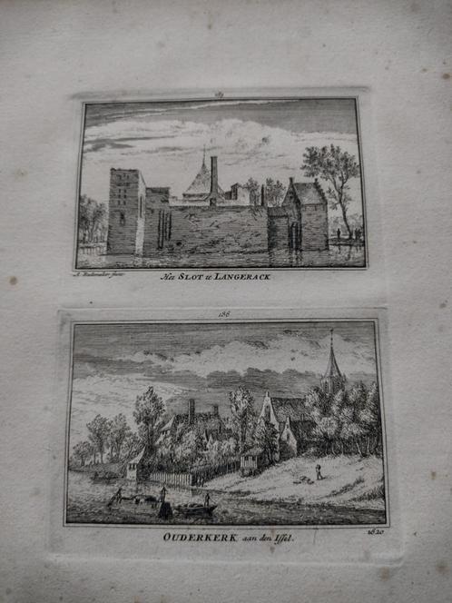 185/186 Langerak het Slot en Ouderkerk Kopergravure dl 3, Antiek en Kunst, Kunst | Etsen en Gravures, Ophalen of Verzenden