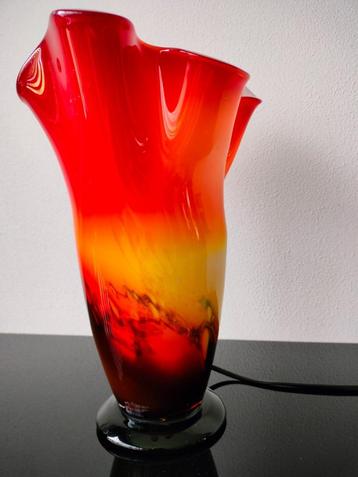 Italië Design Tafellamp Glas Oranje Zwart Rood Murano Style beschikbaar voor biedingen
