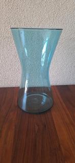 Grote aqua blauwe vaas, Minder dan 50 cm, Glas, Blauw, Gebruikt