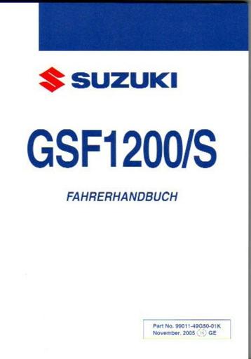Suzuki GSF1200 en GSF1200S Betriebsanleitung (5027z) beschikbaar voor biedingen