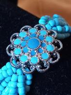 Turquoise kralenarmband – 8 strengen, bohemian vibes, Overige materialen, Blauw, Nieuw, Ophalen of Verzenden