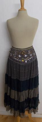Ibiza/boho/hippie bewerkte stroken rok van Saroco! 38, Maat 38/40 (M), Bruin, Verzenden, Zo goed als nieuw