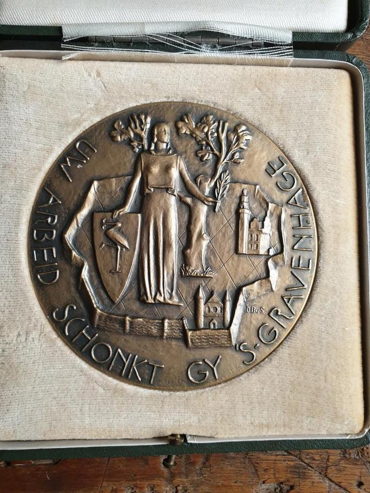 Fraaie 208.5 gram zware bronzen penning uit Den Haag (10), Postzegels en Munten, Penningen en Medailles, Brons, Ophalen of Verzenden