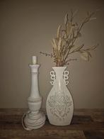 Vaas met kunstbloemen en lampenvoet, Ophalen, Overige kleuren, Glas, Minder dan 50 cm