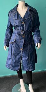 Vintage gecoate trenchcoat jeansblauw maat 48, Kleding | Dames, Vintage, Verzenden, Blauw, Jas of Mantel