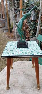 Vintage bijzettafeltje mozaïek ingelegd, Minder dan 45 cm, Minder dan 55 cm, Gebruikt, Vierkant