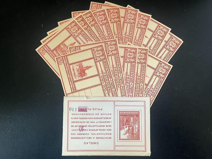 Historische serie stadsgezichten 15 kaarten met overdruk, Postzegels en Munten, Brieven en Enveloppen | Nederland, Briefkaart