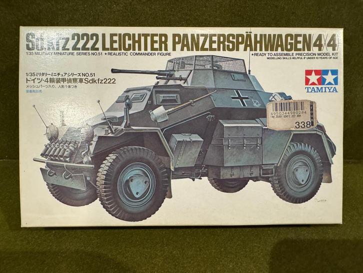 Tamiya 1/35 35051 German Sd.kfz. 222 4 wheeled armored car, Hobby en Vrije tijd, Modelbouw | Auto's en Voertuigen, Nieuw, Tank