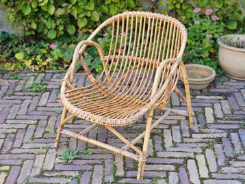 Rotan vintage stoel rieten fauteuil Rohe beschikbaar voor biedingen