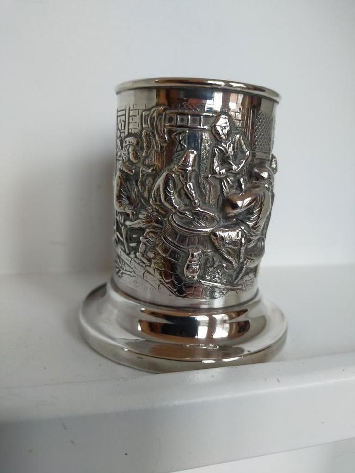 Verzilverd lepelvaasje, oud hollands tafereel, H Hooijkaas, Antiek en Kunst, Antiek | Goud en Zilver, Ophalen of Verzenden