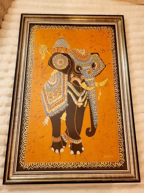 Batik schilderij van Olifant, Antiek en Kunst, Antiek | Religie, Ophalen