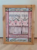 Schilderij 'Feeding Time' met 3 biggetjes, Minder dan 50 cm, Gebruikt, Ophalen of Verzenden, Schilderij