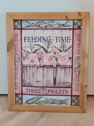 Schilderij 'Feeding Time' met 3 biggetjes beschikbaar voor biedingen