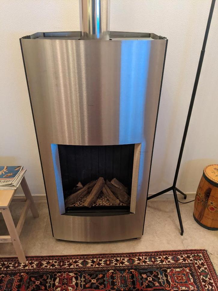 Helex Lumeo L RVS vrijstaande kachel, Huis en Inrichting, Kachels, Gebruikt, Vrijstaand, Gaskachel, Gas, Ophalen