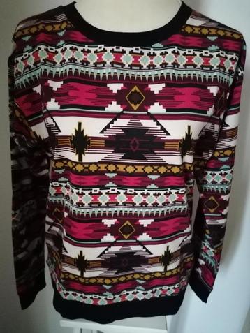TRENDY sweater div. kleuren met aztecprint mt. S  