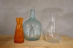 2x glazen schenkkan en wijnfles, Antiek en Kunst, Ophalen of Verzenden