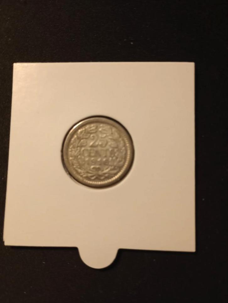 Zilveren Kwartje Wilhelmina 1916, Postzegels en Munten, Munten | Nederland, 25 cent, Koningin Wilhelmina, Ophalen of Verzenden