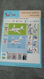 Safety Card Tui 737-800, Verzamelen, Luchtvaart en Vliegtuigspotten, Ophalen of Verzenden, Zo goed als nieuw, Kaart, Foto of Prent