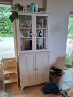 Grijze design vitrinekast met glas, Ophalen, Met deur(en), Design, 50 tot 100 cm