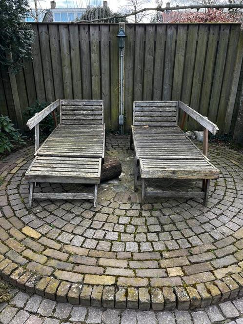 2 Houten ligbedden GRATIS zsm ophalen, Tuin en Terras, Tuinsets en Loungesets, Gebruikt, Hout, Ophalen