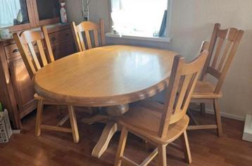Eettafel met 4 stoelen - Hout beschikbaar voor biedingen