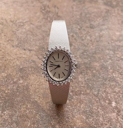 14k gouden dames horloge Certina met 28 diamanten Vintage, Sieraden, Tassen en Uiterlijk, Antieke sieraden, Armband, Goud, Met edelsteen