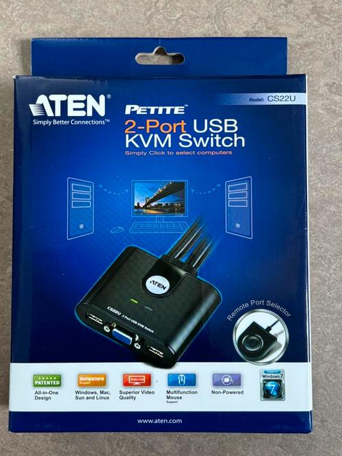 2-Poorts USB VGA-kabel KVM-switch met externe poortselecties, Computers en Software, USB Sticks, Nieuw, Ophalen of Verzenden