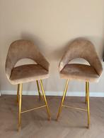 Zitmaxx Bagneux Barkrukken - Velvet - Set van 2, Huis en Inrichting, Ophalen, Met voetsteun, Zo goed als nieuw, 90 cm of meer