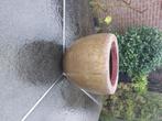 Fraaie goudkleurige bloempot van ijzer met rode binnenkant, 25 tot 40 cm, Rond, Binnen, Ophalen of Verzenden
