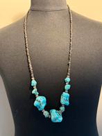 Ketting Bali kralen & turquoise, Sieraden, Tassen en Uiterlijk, Kettingen, Verzenden, Zwart, Nieuw, Steen of Mineraal