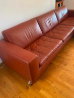 Natuzzi leren bank helemaal gaaf in steen rood/bruin, Ophalen, Gebruikt, Leer, Modern