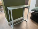 Sidetable wit staal met glazen blad, Ophalen of Verzenden, Gebruikt