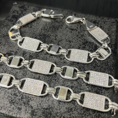 Zilveren set ketting met armband massief kingsley magnum, Sieraden, Tassen en Uiterlijk, Kettingen, Nieuw, Goud, Ophalen of Verzenden