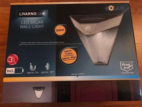 LIVARNO LUX Solar LED-wandlamp, Tuin en Terras, Buitenverlichting, Nieuw, Wandlamp, Rvs, Minder dan 50 watt, Zonne-energie, Bewegingssensor