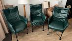 3 Montis Charly stoelen - groen leer, Huis en Inrichting, Fauteuils, Ophalen, Gebruikt, Minder dan 75 cm, Leer