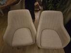 Set zo goed als nieuwe stoffen eetkamerstoelen beige, Huis en Inrichting, Stoelen, Ophalen, Hout, Twee, Overige kleuren