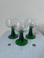 Set van 3 vintage (wijn)glazen,11,5x6,5cm. fancy moezel, Verzamelen, Glas en Borrelglaasjes, Verzenden, Gebruikt, Overige typen