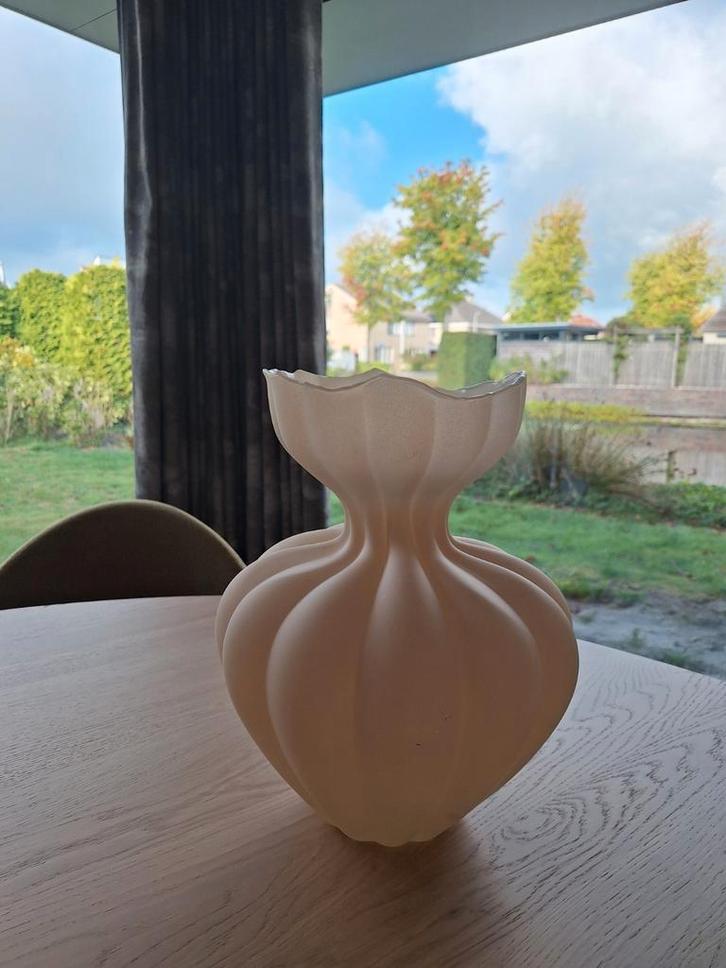 Matte crèmekleurige vaas met organische vorm, Huis en Inrichting, Woonaccessoires | Vazen, Zo goed als nieuw, Wit, Minder dan 50 cm