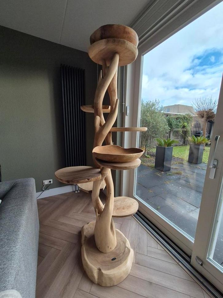 Luxe houten klim- en krabpaal, Dieren en Toebehoren, Krabmeubelen, Zo goed als nieuw, Krabpaal, Ophalen