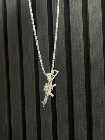 Zilveren Koningsketting met AK Hanger - 925 Zilver beschikbaar voor biedingen