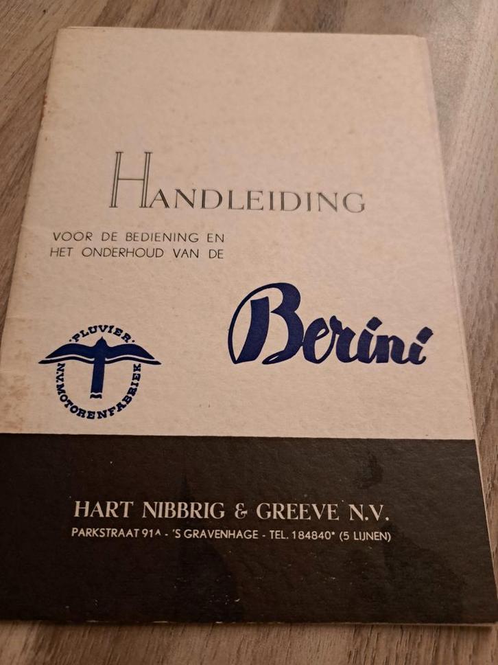 " BERINI " M13 ( eitje) Handleiding., Fietsen en Brommers, Handleidingen en Instructieboekjes, Gebruikt, Ophalen of Verzenden