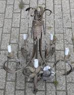 Mooie vintage metalen kroonluchter met kristalaccenten, Ophalen, Gebruikt, Glas, Stijlvol klassiek