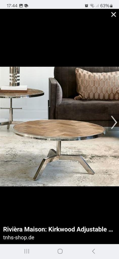 Riviera Maison Kirkwood Adjustable Salontafel, Huis en Inrichting, Tafels | Salontafels, Overige houtsoorten, 50 tot 100 cm, Rond