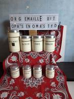 COMPLETE 8 BUSSEN EMAILLE SET MET GOUDEN BIEZEN, Antiek en Kunst, Antiek | Emaille, Ophalen of Verzenden