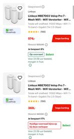 Linksys Velop Pro 7 (5x) - WiFi 7 - Tri-Band - 11000 Mbps, Ophalen, Zo goed als nieuw, Linksys