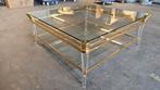 Glazen salontafel met gouden accenten 100x100, 100 tot 150 cm, Nieuw, Minder dan 50 cm, Rechthoekig