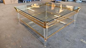 Glazen salontafel met gouden accenten 100x100 beschikbaar voor biedingen