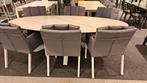 Ovale keramieke tuintafel met 6 stoelen, Tuin en Terras, Ophalen, Overige materialen, 6 zitplaatsen, Zo goed als nieuw