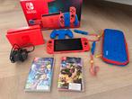 Switch Mario Red & Blue Edition, Spelcomputers en Games, Spelcomputers | Nintendo Switch, Ophalen, Zo goed als nieuw, Met 1 controller